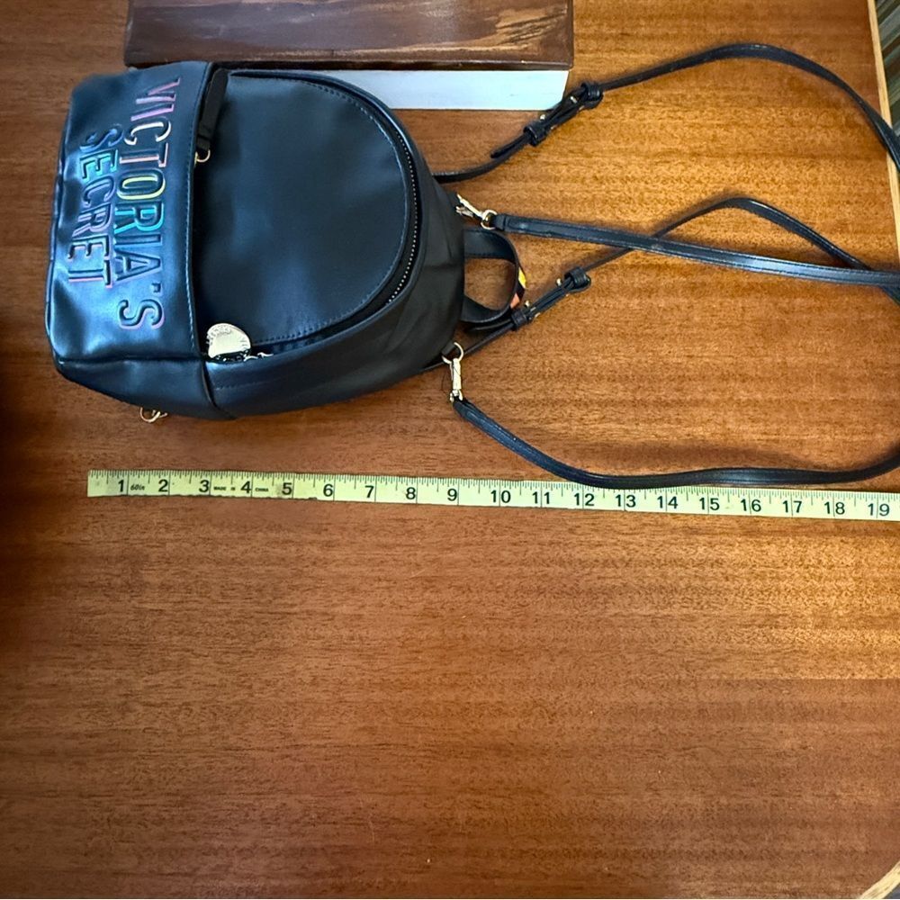 Victoria's Secret Small Black Backpack with Colorful Logo - Picture 10 of 15